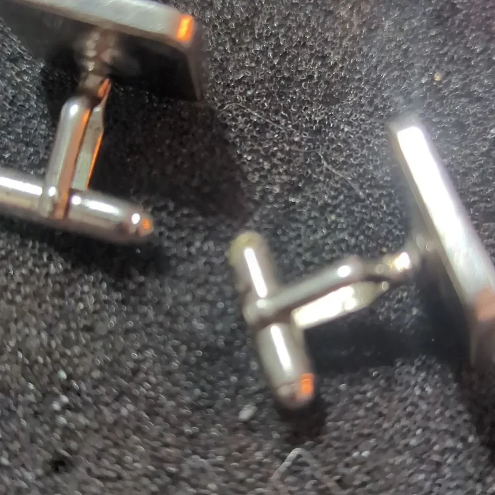 Vtg Silver‎ ANSON Diamond Cut etched Design Unique Cufflinks 10g